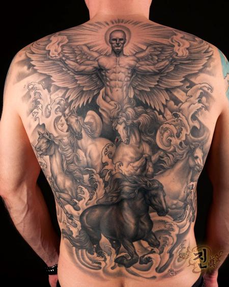 Tattoos - Angel and Four Horses - 94953